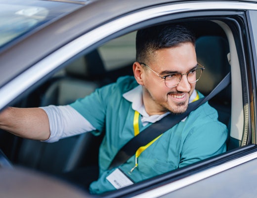 driving with smiling face